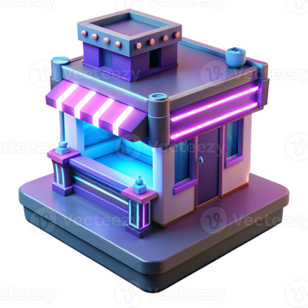 extraordinary abstract Neon Nightshop 3D Render high resolution png