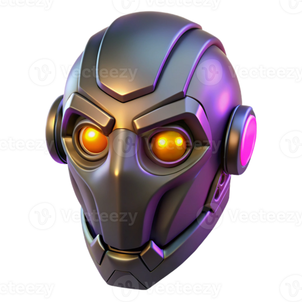 impressive classic Cybernetic Head 3D Render high resolution png