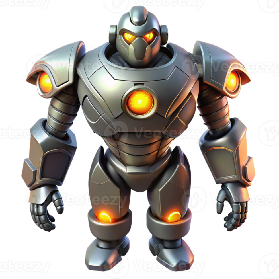 serene creative Powerful Metal Robot 3D Illustration genuine png