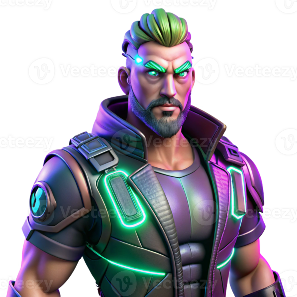 serene artistic Neon lit 3D Render of a Futuristic Soldier genuine png