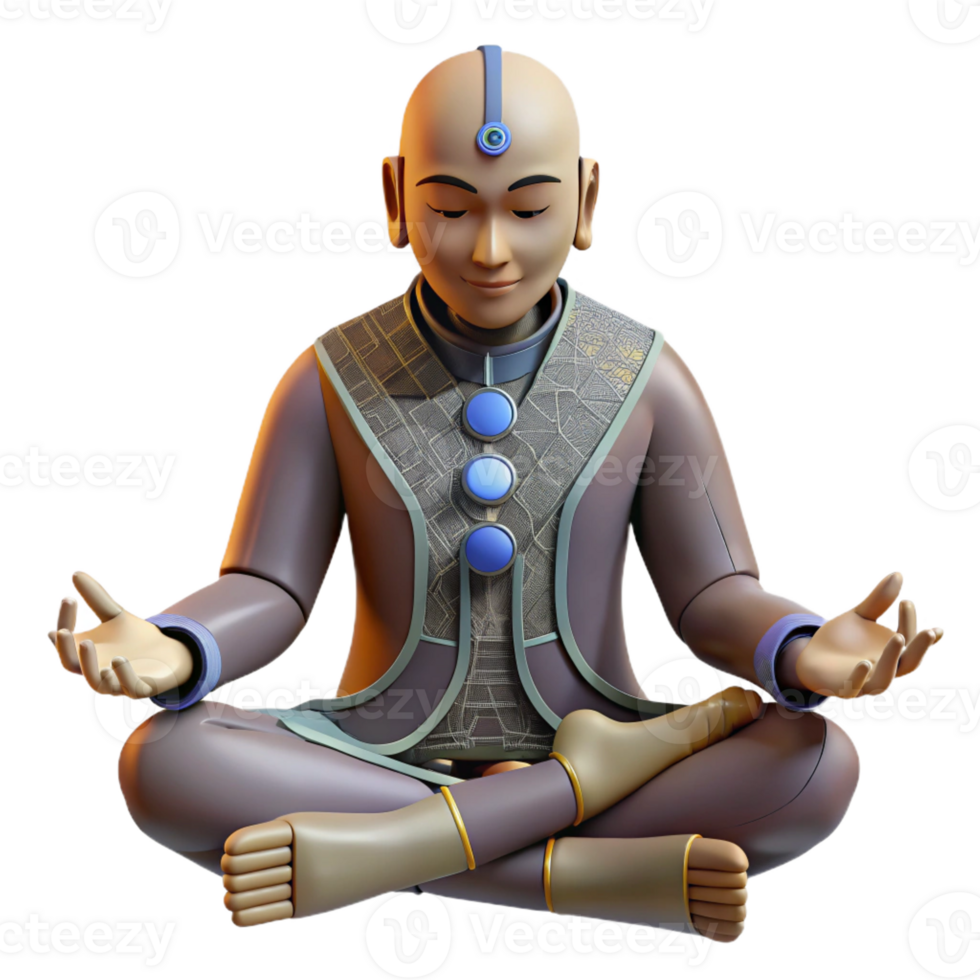 extraordinary rustic 3D Render Peaceful Monk in Meditation authentic png