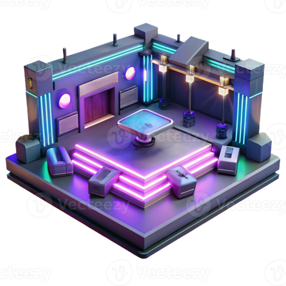 beautiful modern Neon Retro 3D Render high quality png