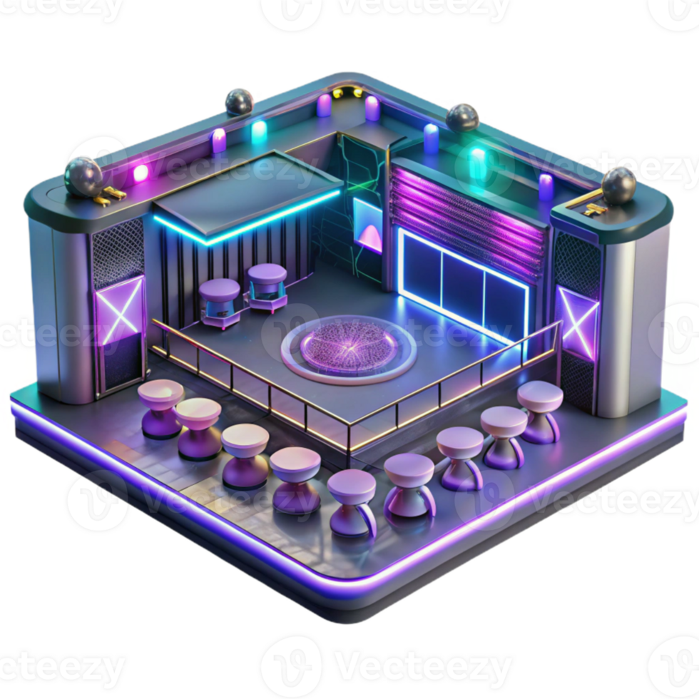 wonderful creative Neon Club 3D Render high resolution png