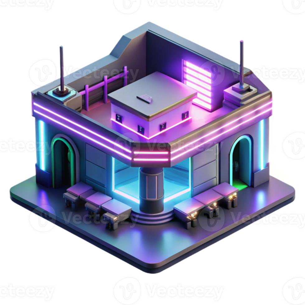 vibrant creative Neon Retro Arcade 3D Render premium png