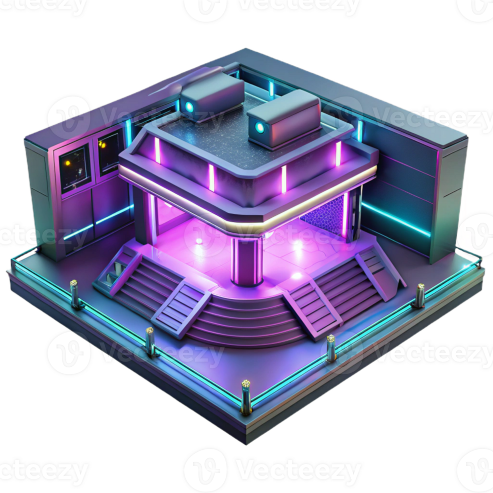 magnificent artistic Cyberpunk Building 3D Render professional png