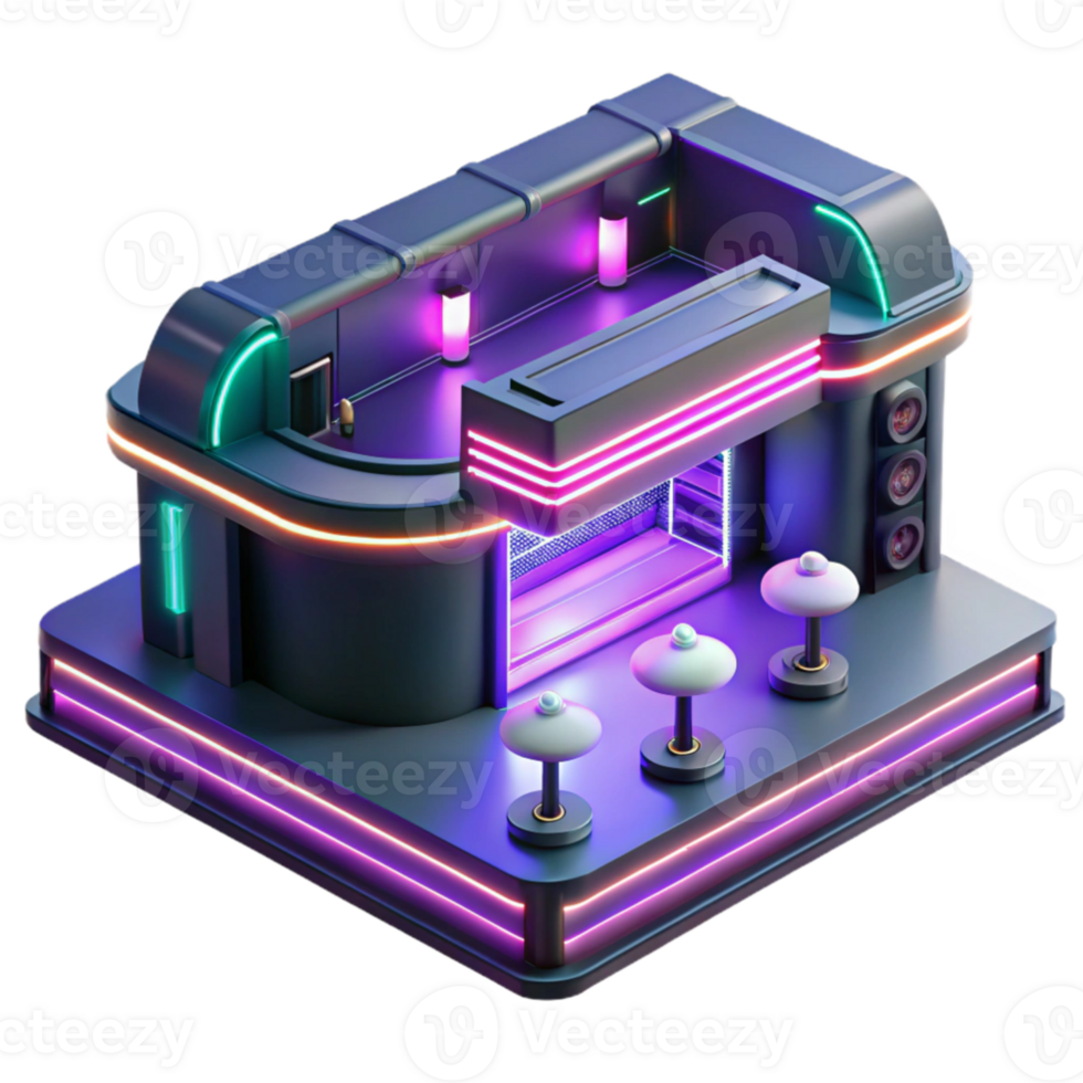 wonderful vintage Neon Bar 3D Render high quality png