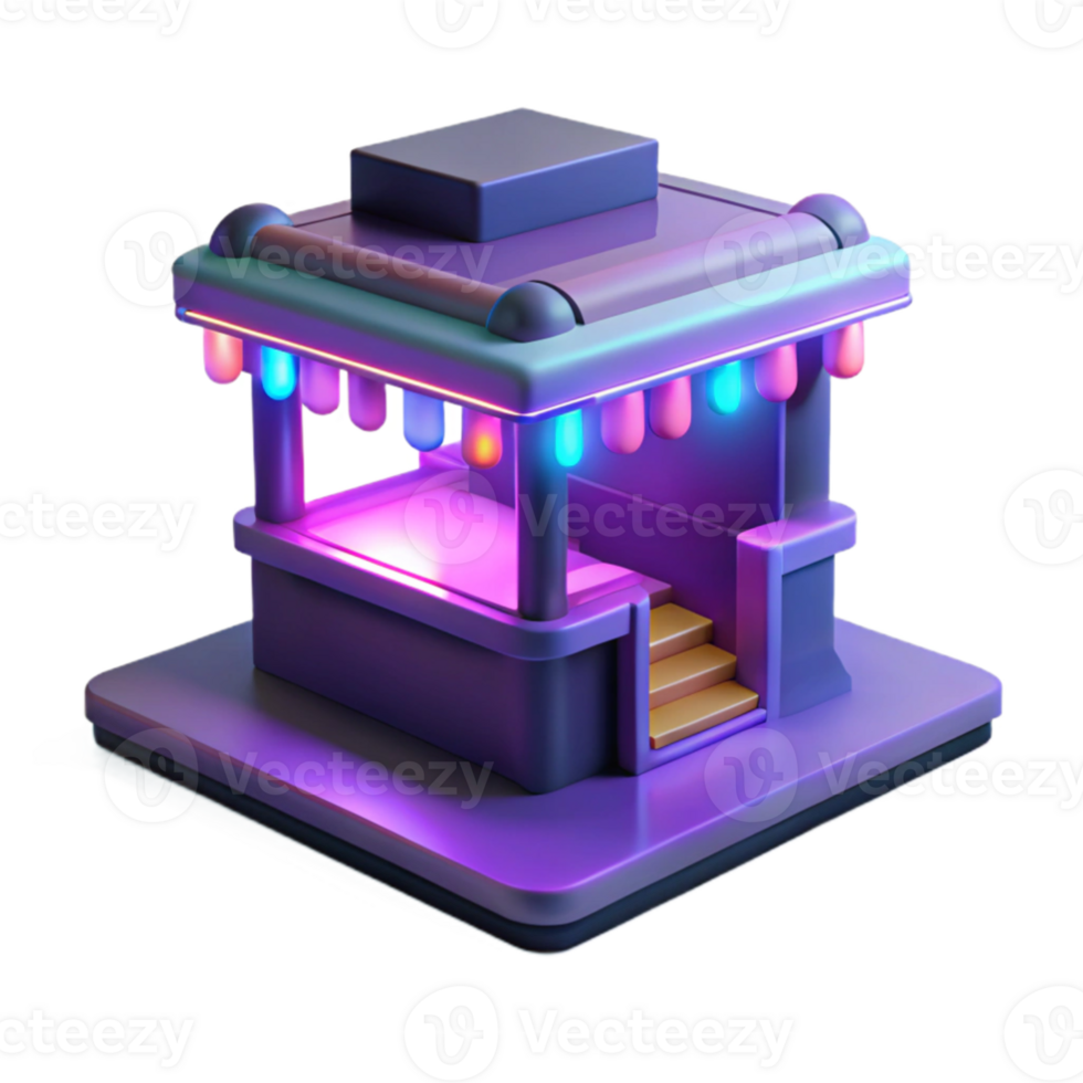elegant rustic 3D Render Night Market Kiosk Illustration high quality png
