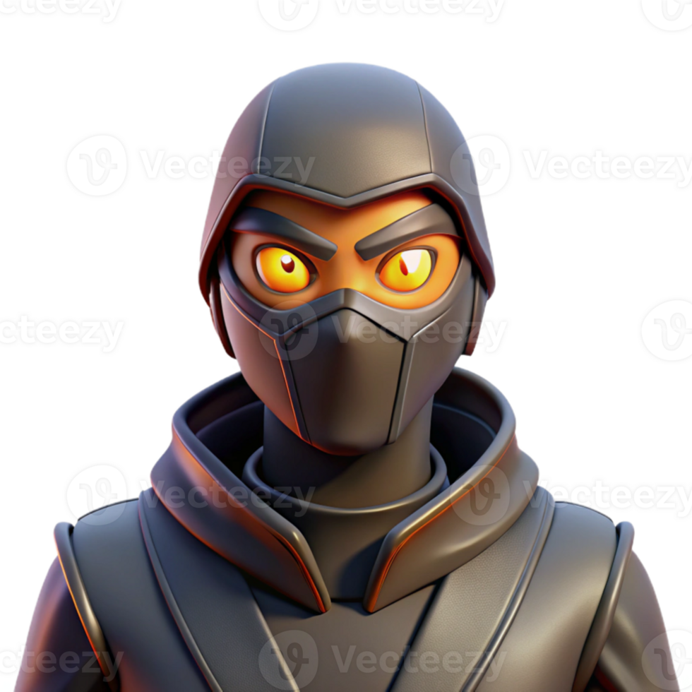 stunning contemporary 3D Render Ninja Character Illustration detailed png