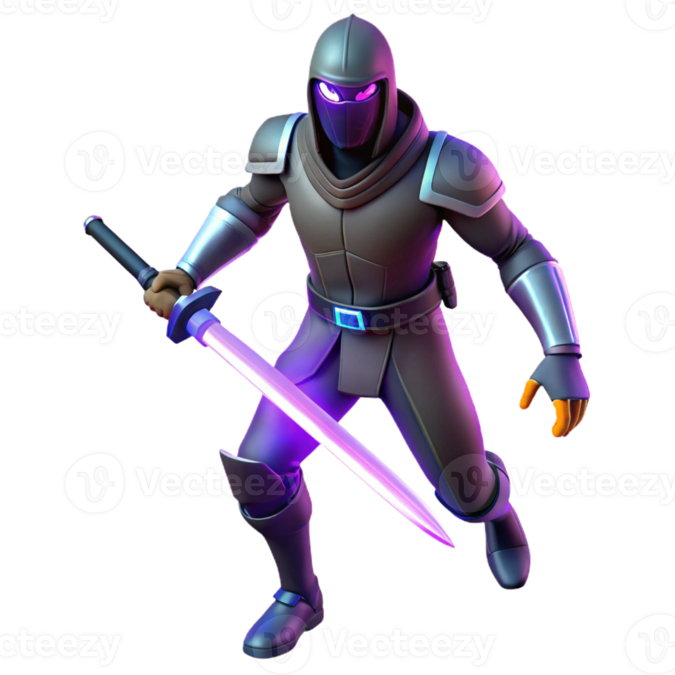 extraordinary classic 3D Render of a Dark Knight with Glowing Sword high resolution png