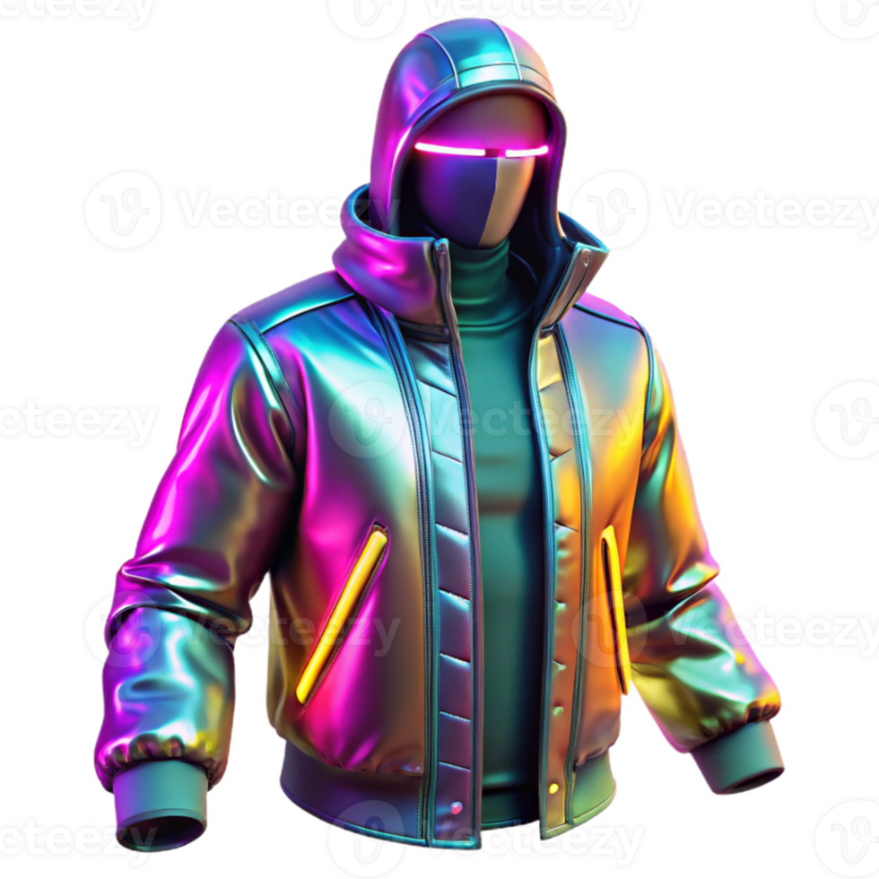dramatic traditional Iridescent Cyberpunk Jacket 3D Render genuine png