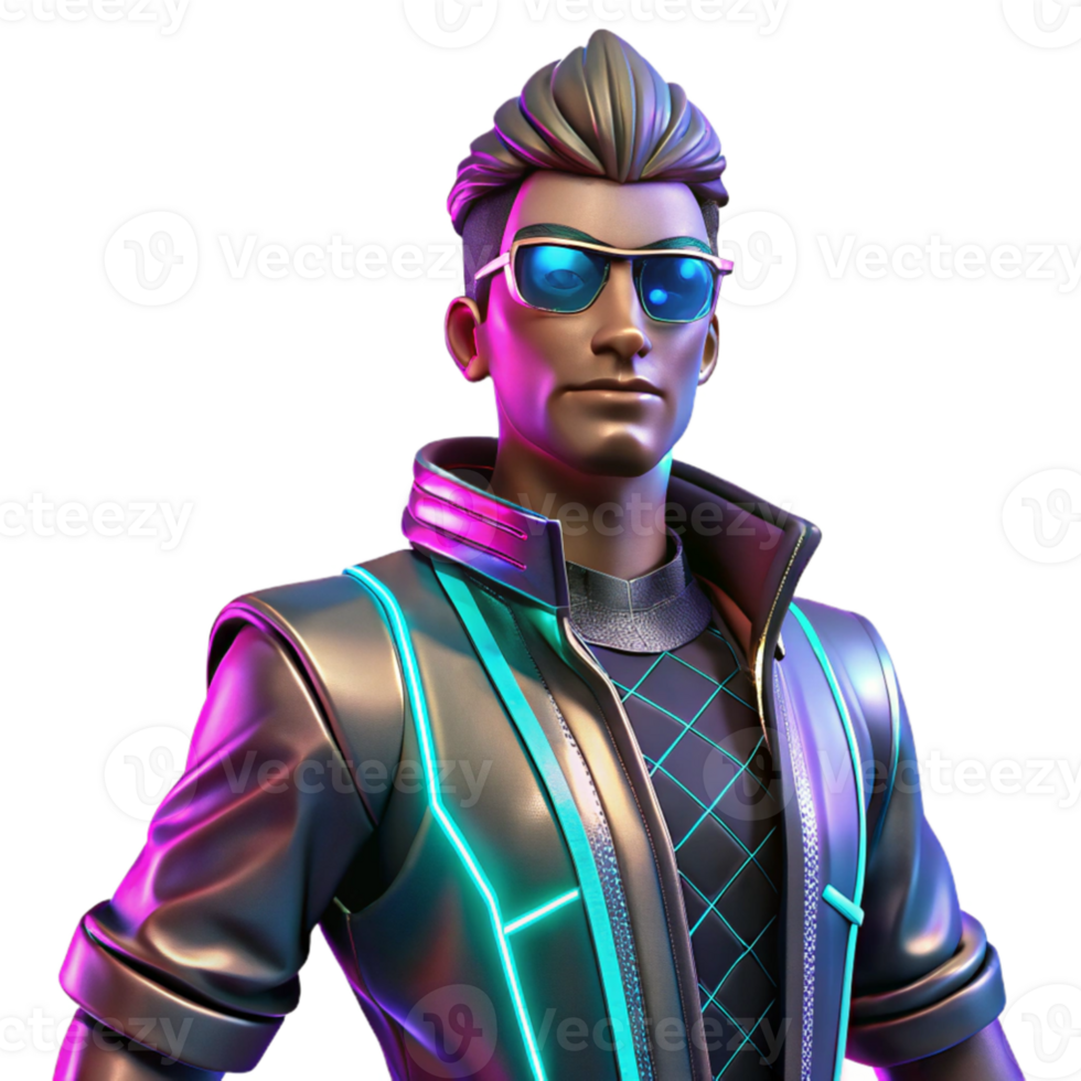 impressive artistic Neon Synthwave 3D Render authentic png