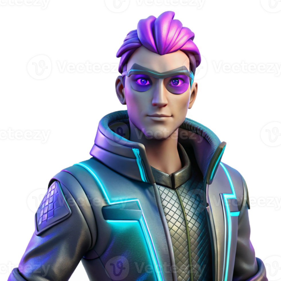 impressive artistic Futuristic 3D Render of a Stylish Cyberpunk Character exclusive png