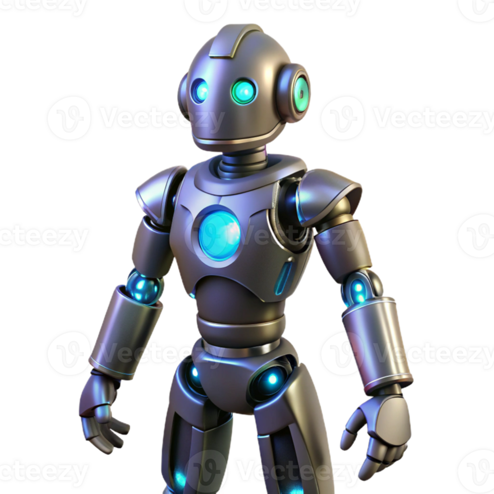 serene vintage Friendly Robot 3D Render high resolution png