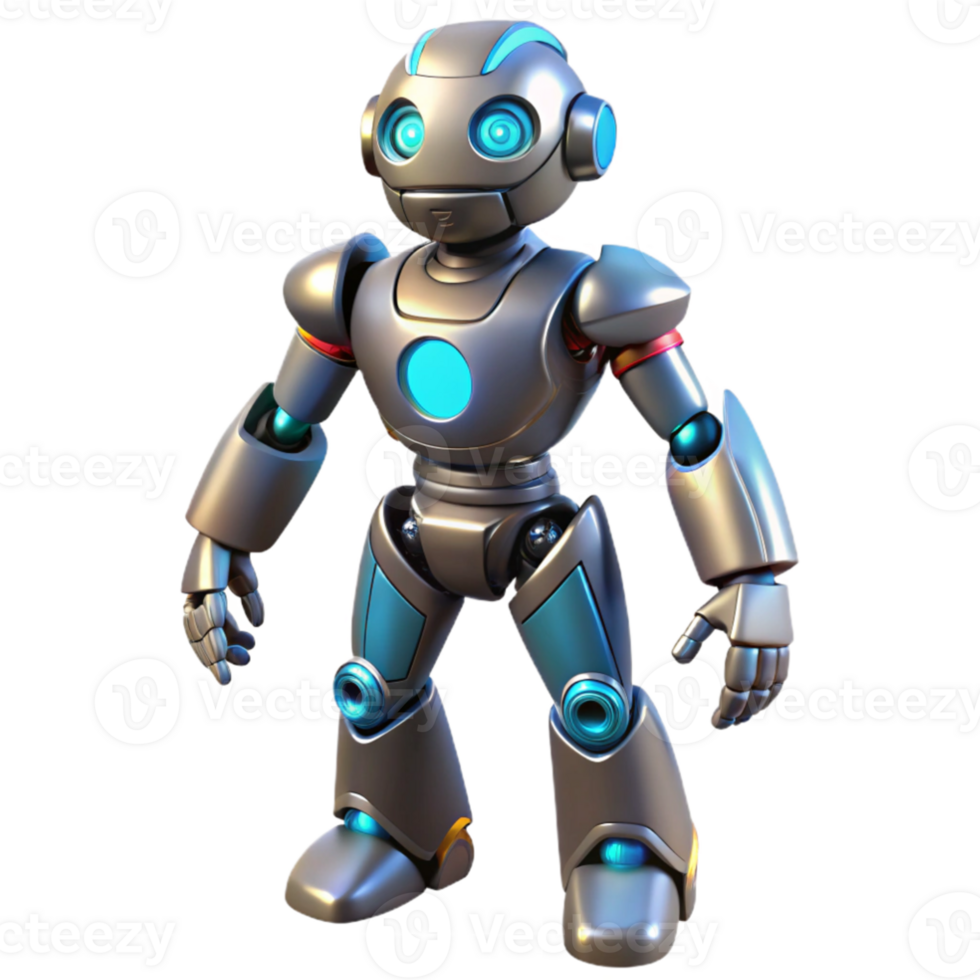vibrant abstract Friendly Robot 3D Render premium png