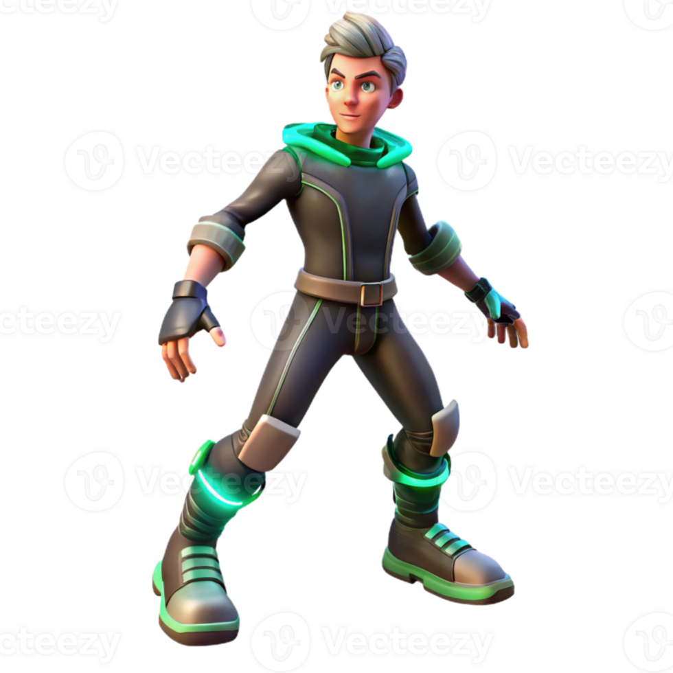 elegant modern Futuristic Boy 3D Render high quality png