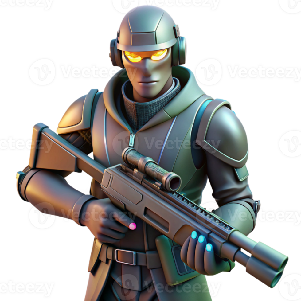 impressive creative Futuristic Soldier 3D Render authentic png