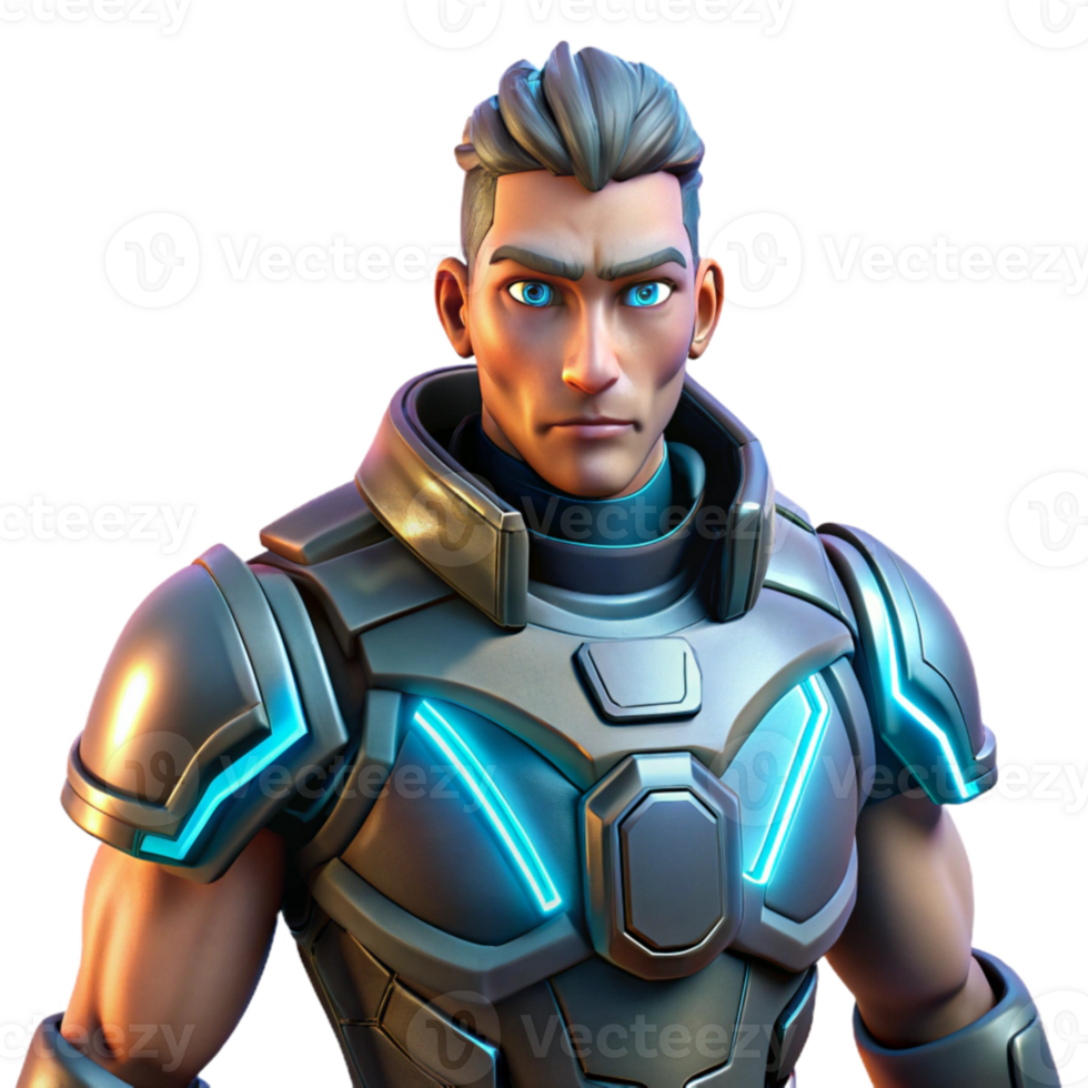 serene vintage Futuristic 3D Render of a Strong Male detailed png