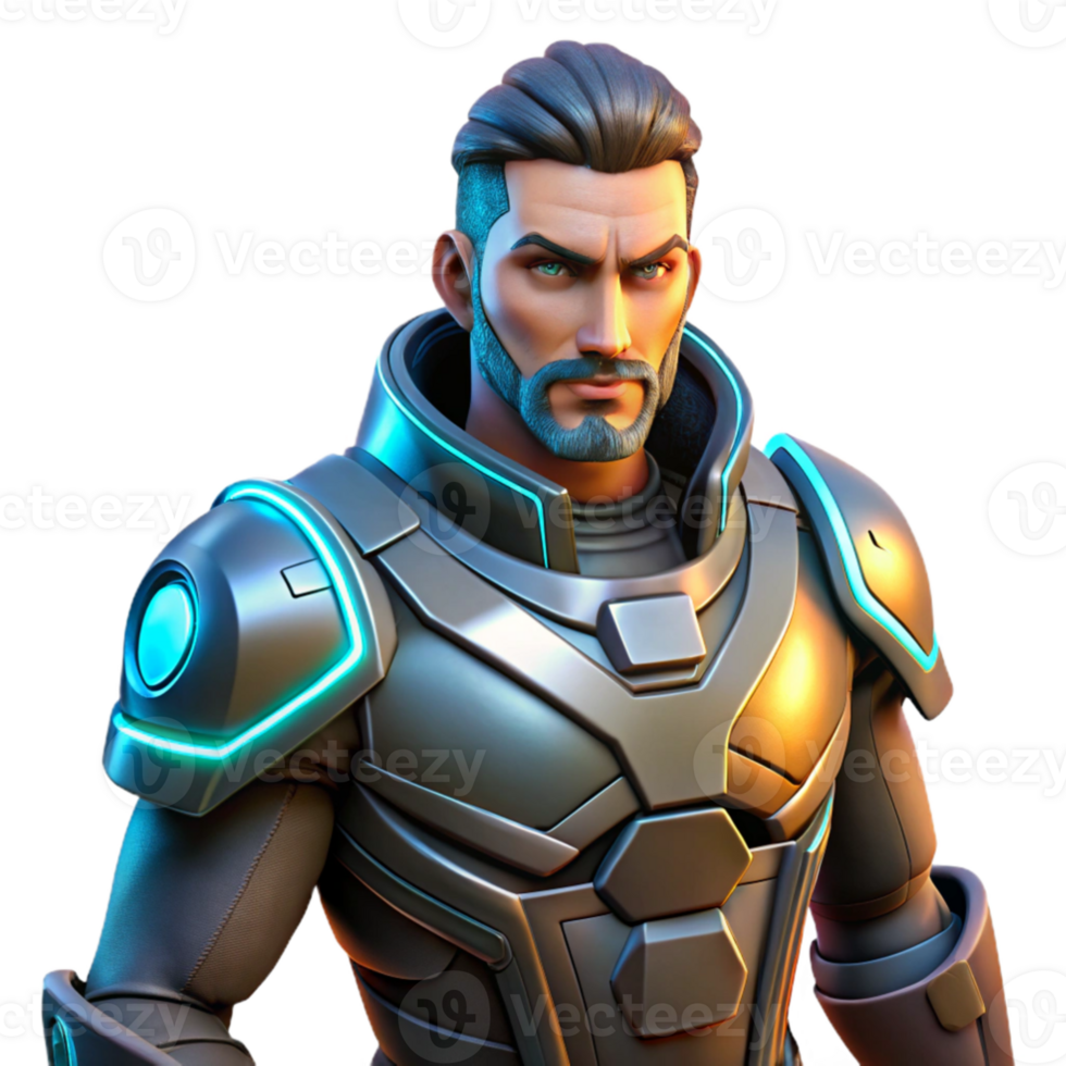 beautiful rustic Futuristic Soldier 3D Render detailed png