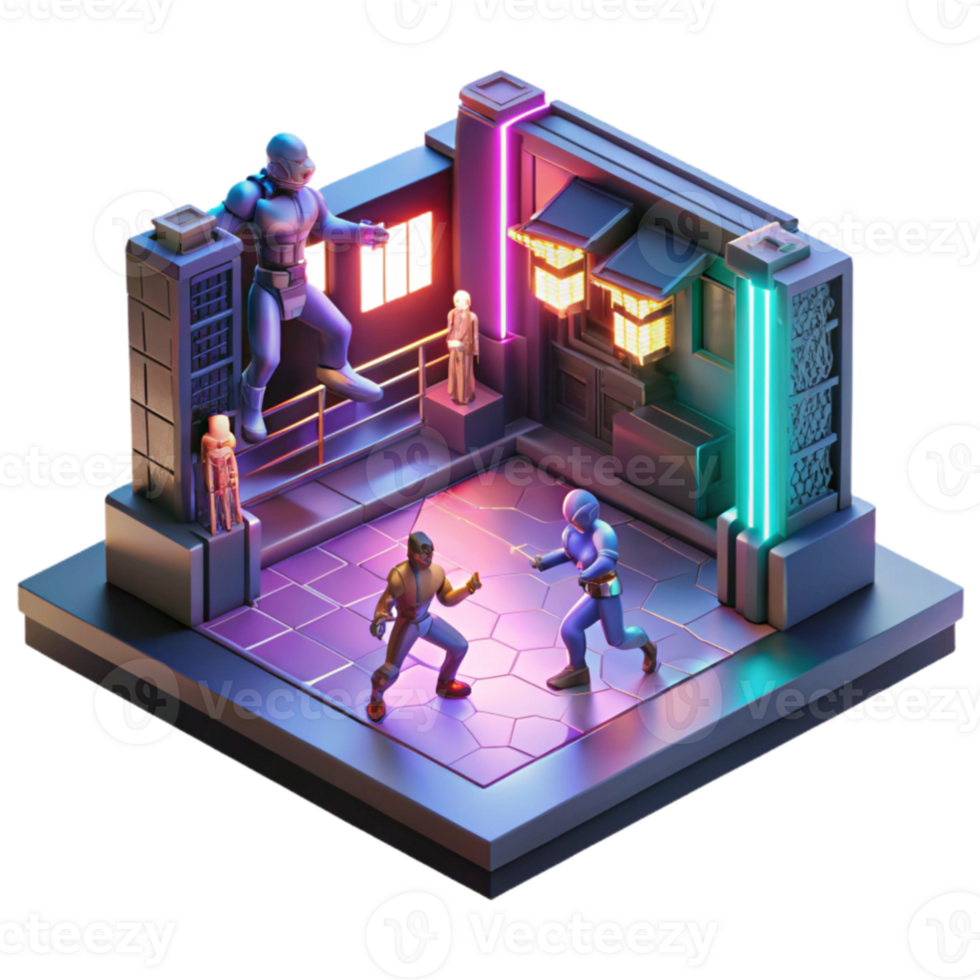 extraordinary modern Neon Retro 3D Game Illustration high resolution png