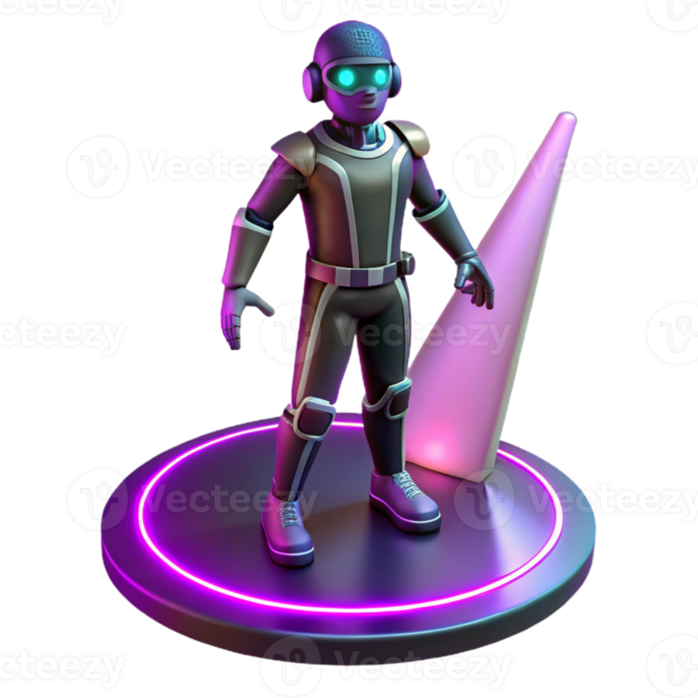 serene minimalist 3D Render Futuristic Robot Illustration authentic png