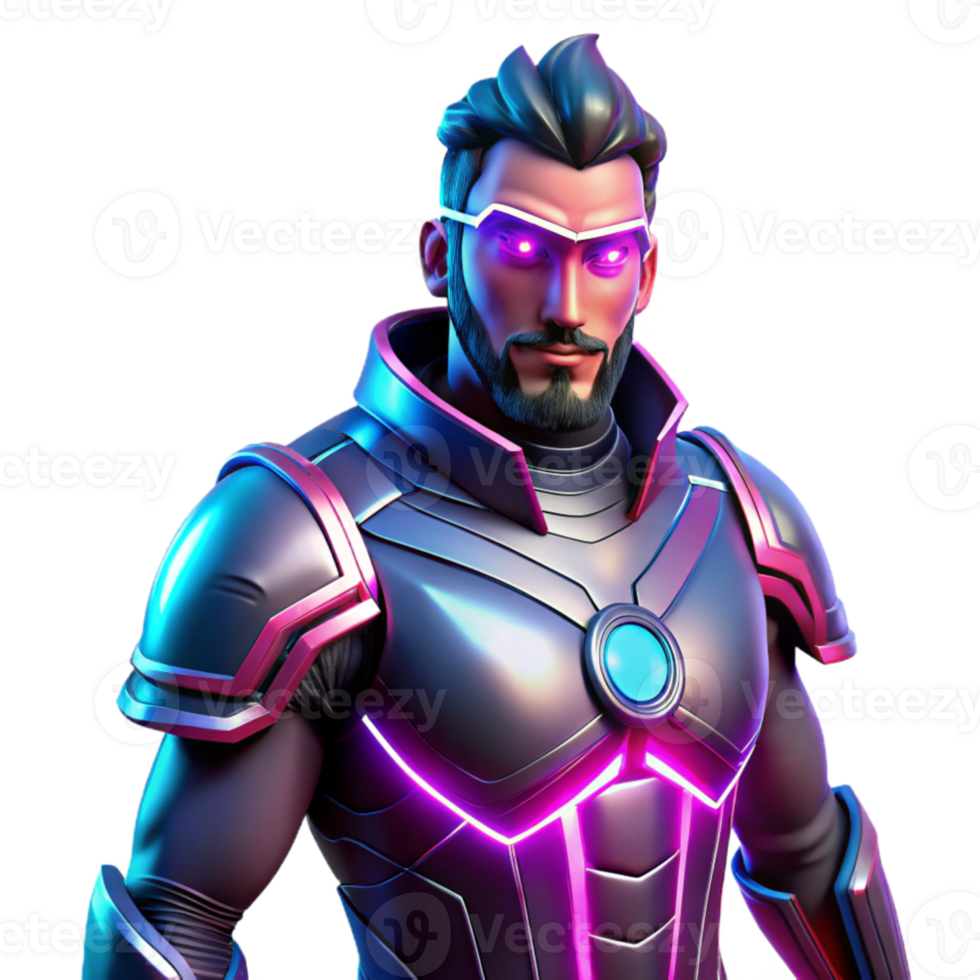 stunning abstract Neon Knight 3D Render detailed png