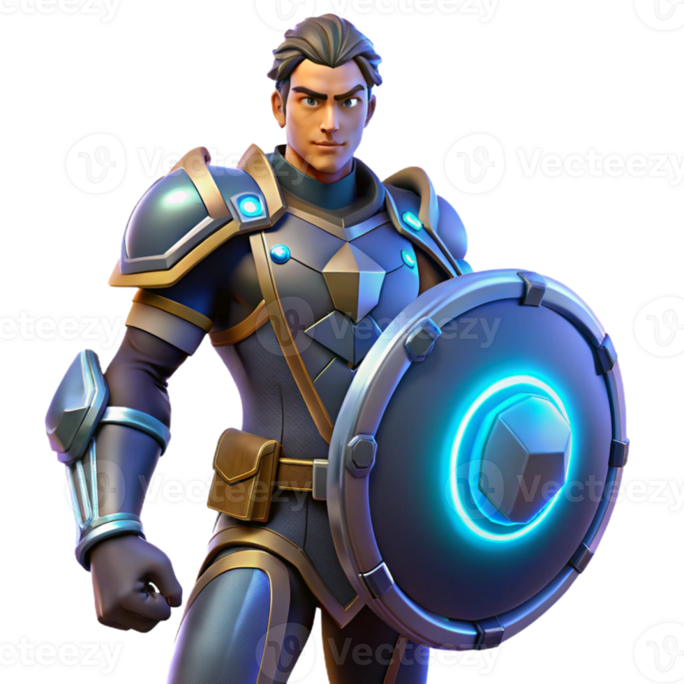 wonderful classic 3D Illustration Fantasy Knight with Shield high resolution png
