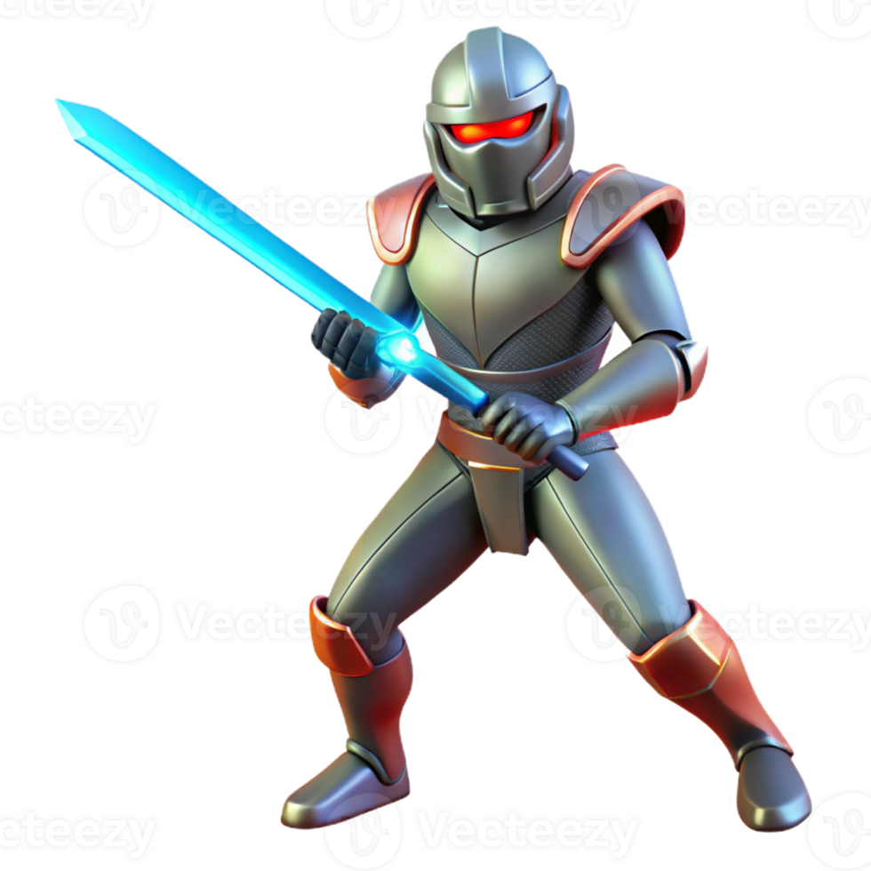 beautiful vintage 3D Render Knight with Glowing Sword high resolution png