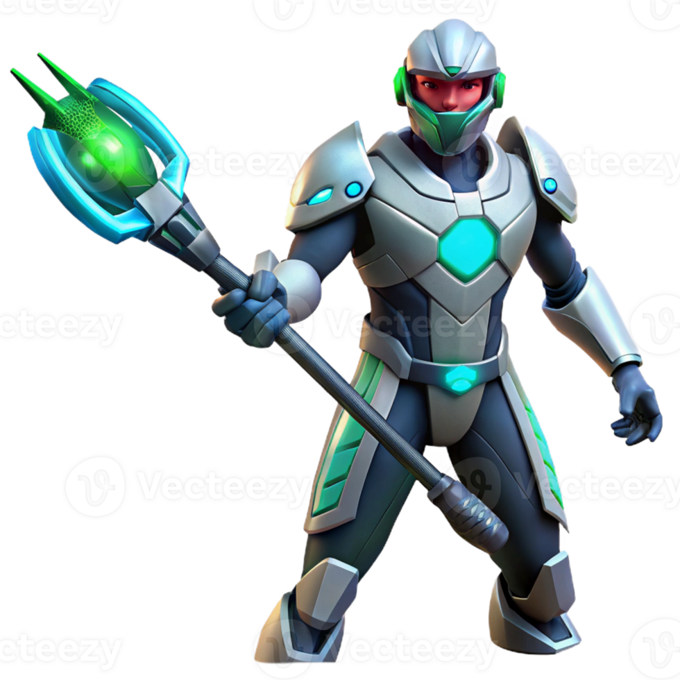 elegant minimalist Futuristic 3D Render of a Sci Fi Warrior premium png