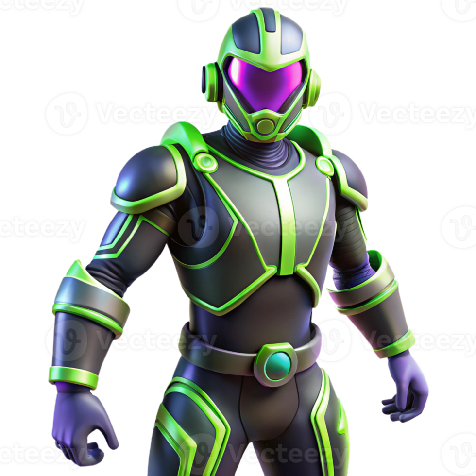 impressive creative Futuristic Green Armor 3D Render 4K png