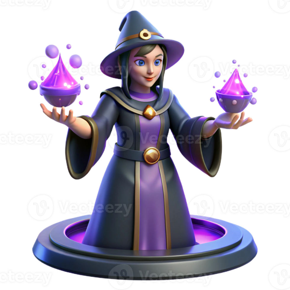 wonderful rustic 3D Render Fantasy Witch with Potions 4K png