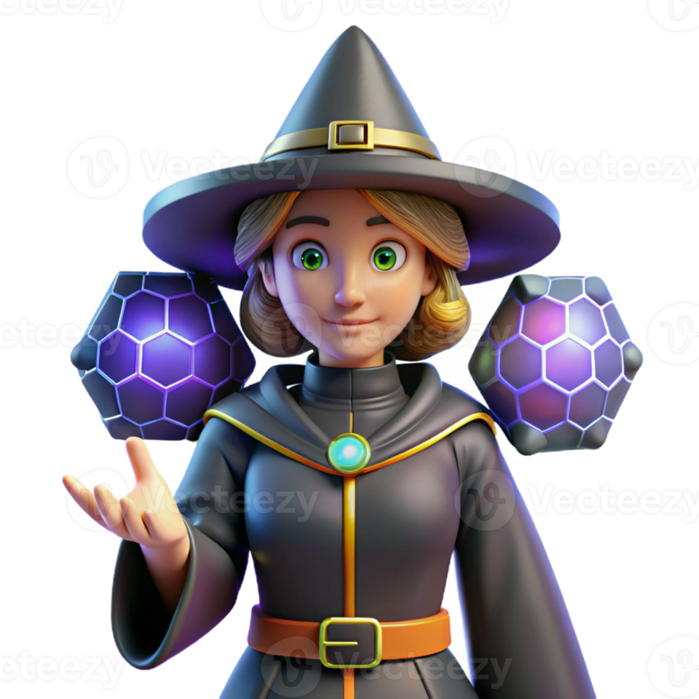 impressive abstract 3D Render of a Friendly Witch high resolution png
