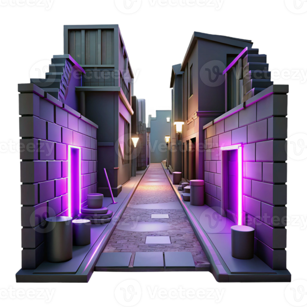 impressive artistic Neon Alleyway 3D Render 4K png