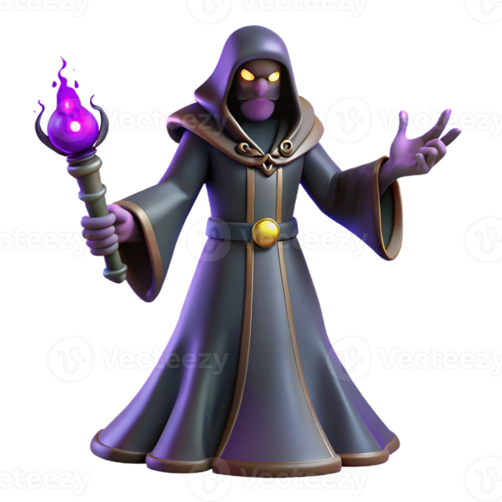 impressive abstract Dark Wizard 3D Render genuine png