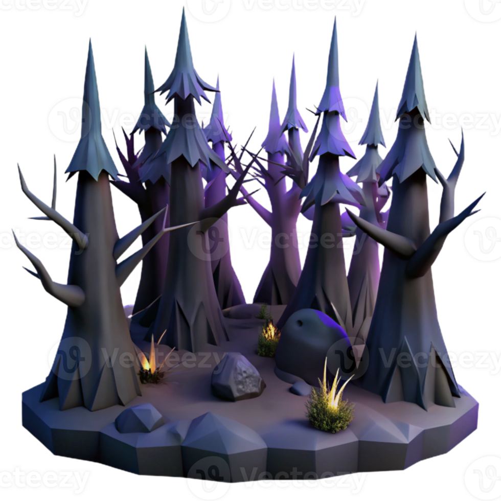 wonderful minimalist Enchanted 3D Forest Illustration 4K png