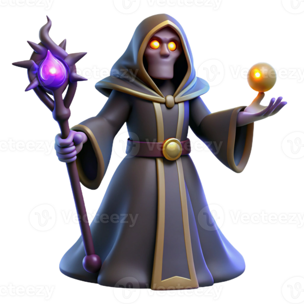 wonderful minimalist Dark Wizard 3D Render original png