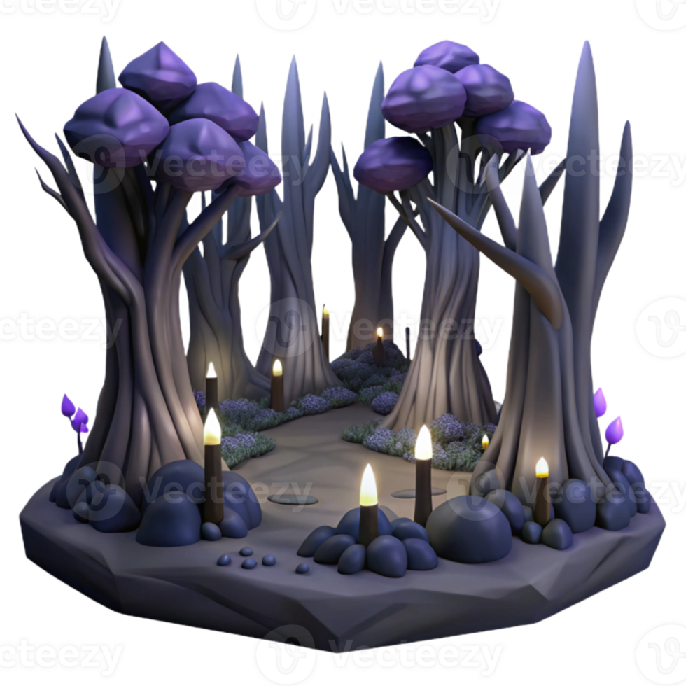 stunning minimalist Enchanted Forest 3D Illustration genuine png