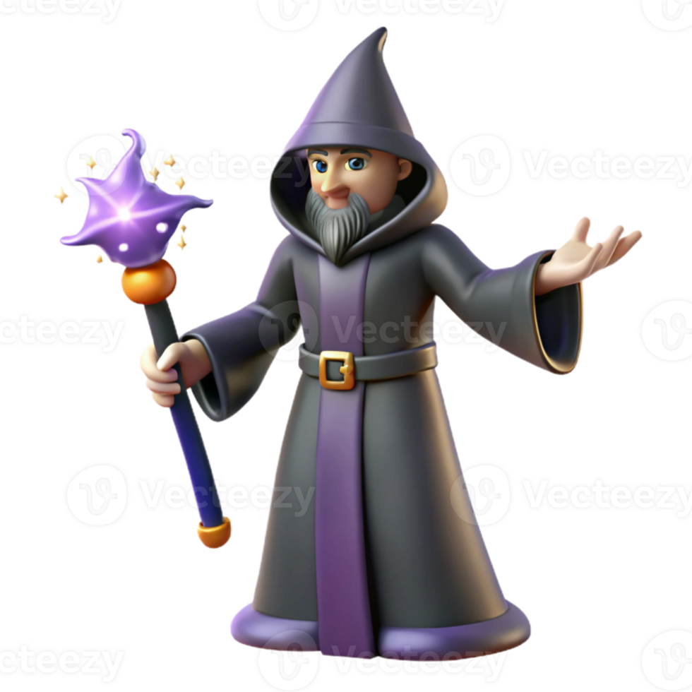 vibrant abstract 3D Render Wizard Staff Magic Fantasy exclusive png