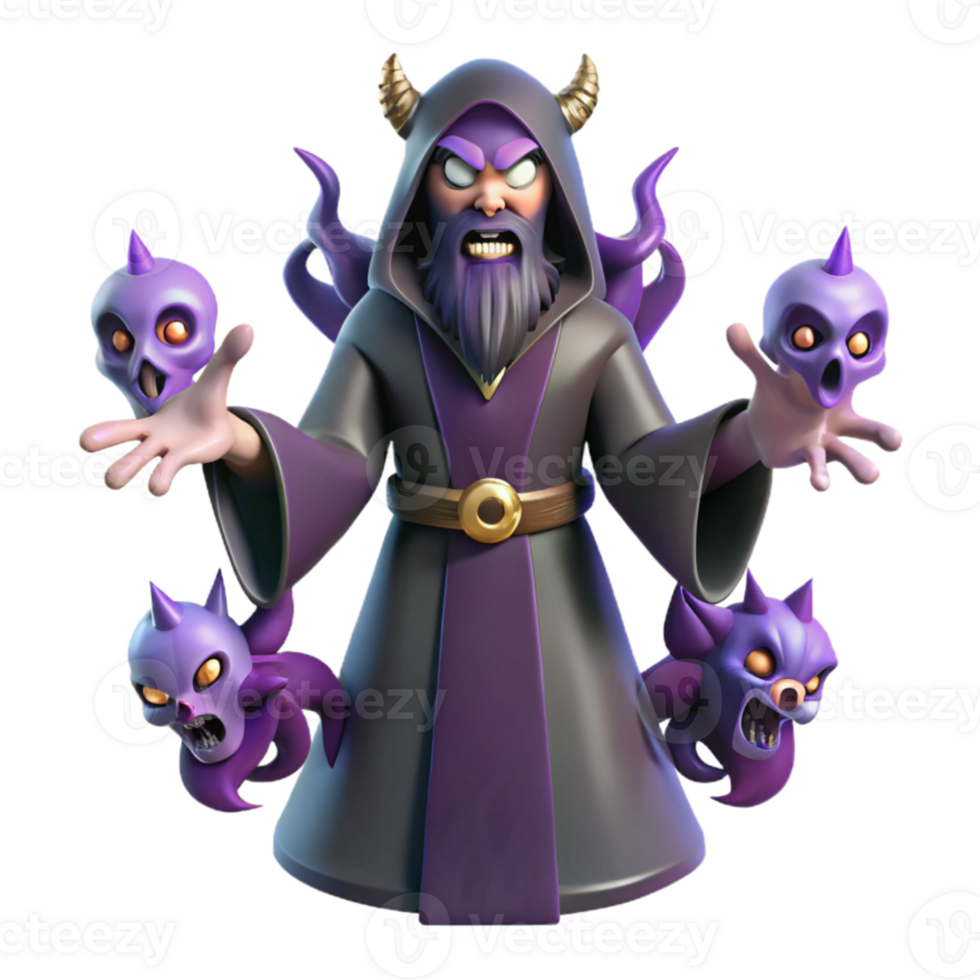 vibrant rustic Dark Wizard 3D Render detailed png