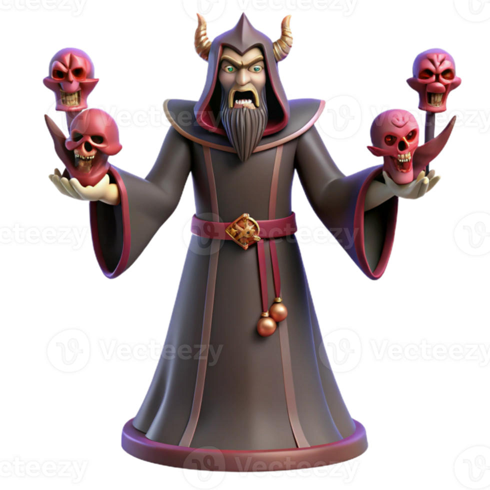 vibrant contemporary Dark Wizard 3D Render high resolution png