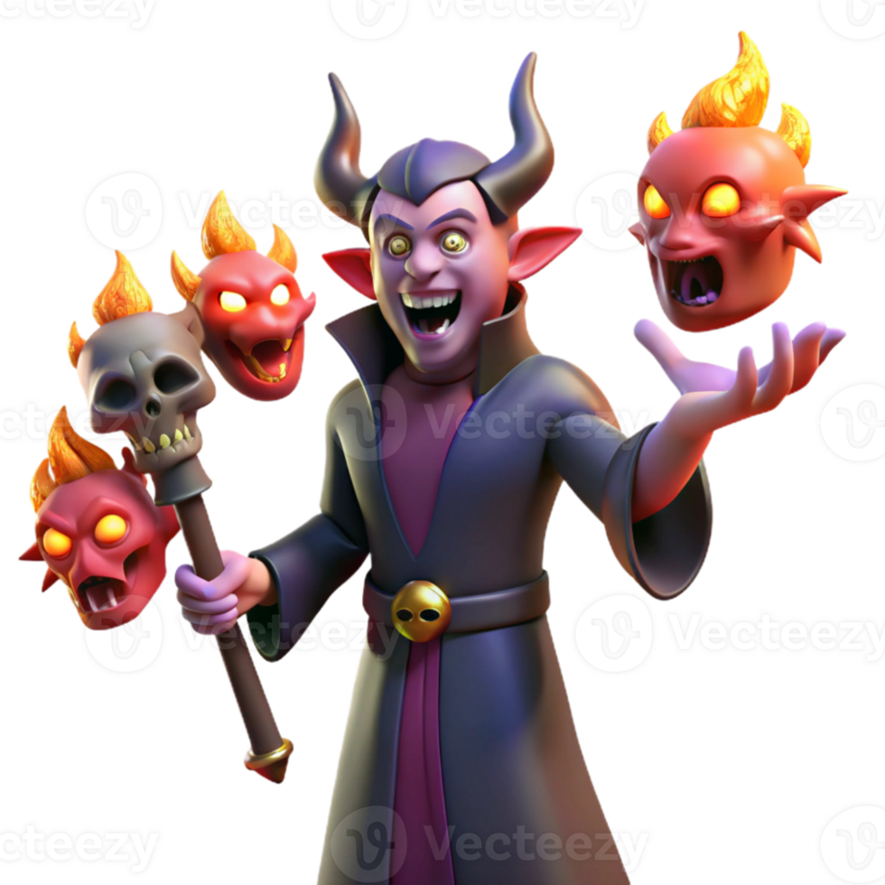 magnificent artistic Evil Sorcerer 3D Render detailed png