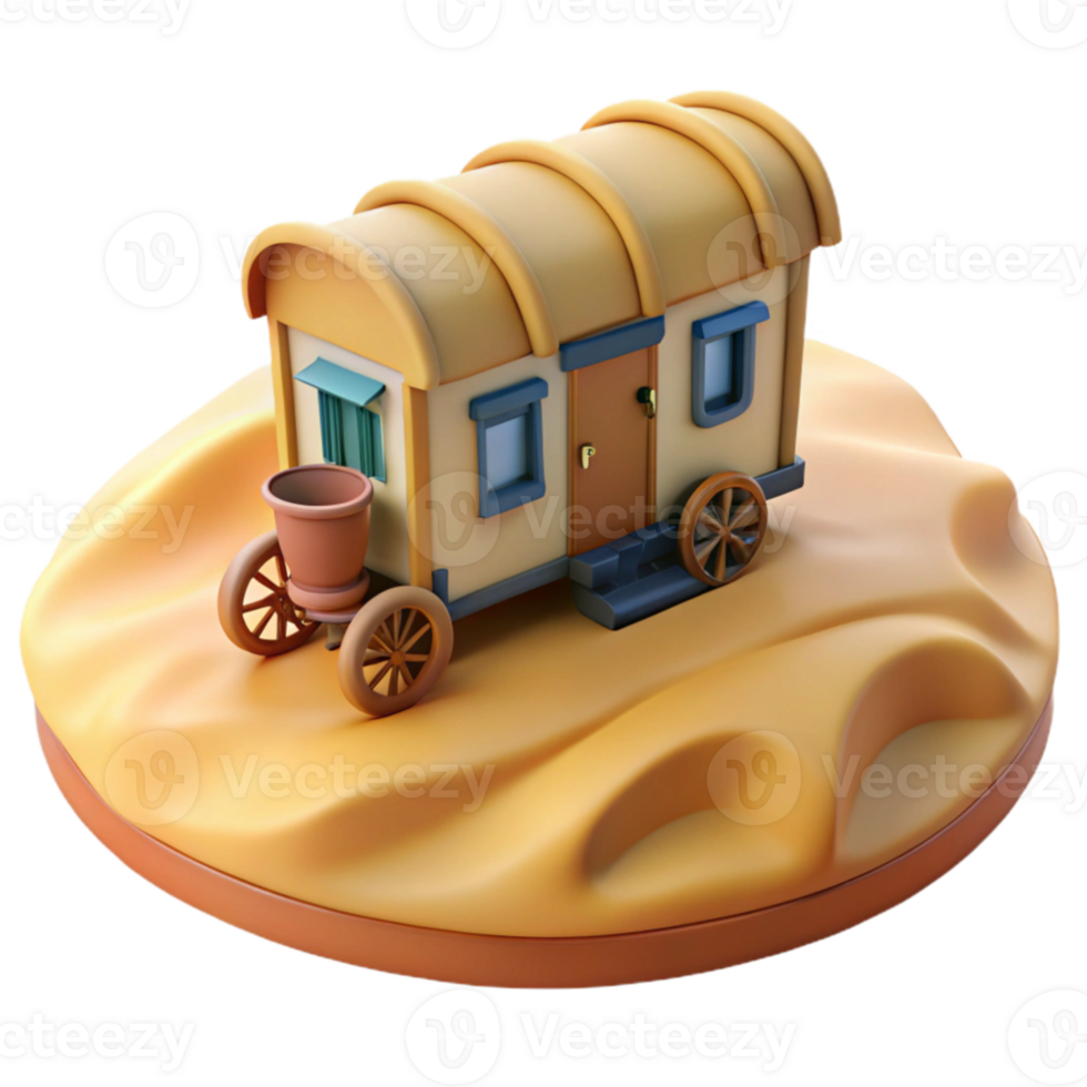 beautiful abstract 3D Render Cartoon Wagon Illustration high resolution png