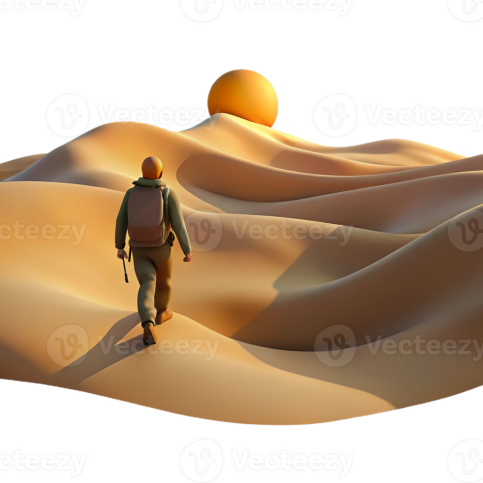 stunning minimalist Desert Wanderer 3D Illustration high quality png