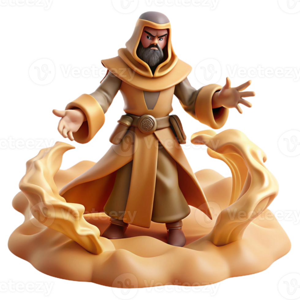 impressive contemporary 3D Render Wizard Casting Spell high resolution png