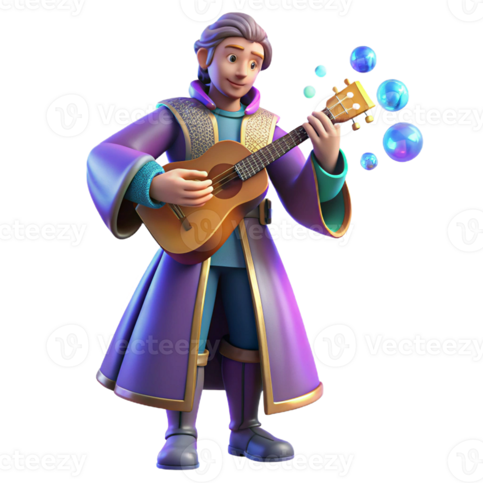 extraordinary artistic 3D Render of a Fantasy Musician high resolution png