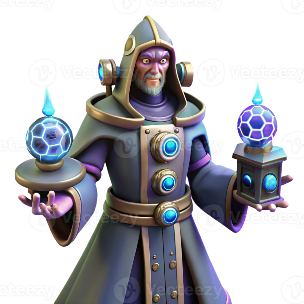 wonderful vintage 3D Render of a Wise Wizard genuine png