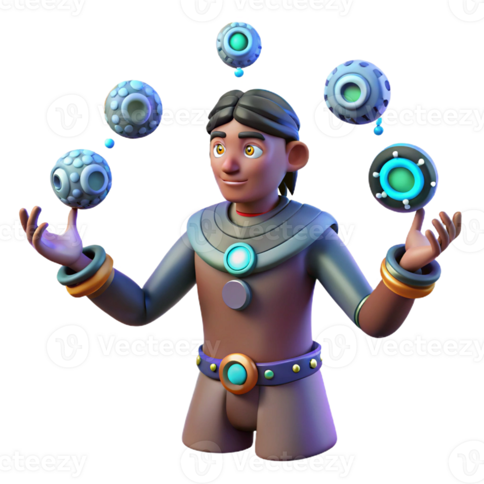 extraordinary abstract 3D Cartoon Juggler Character Illustration high quality png