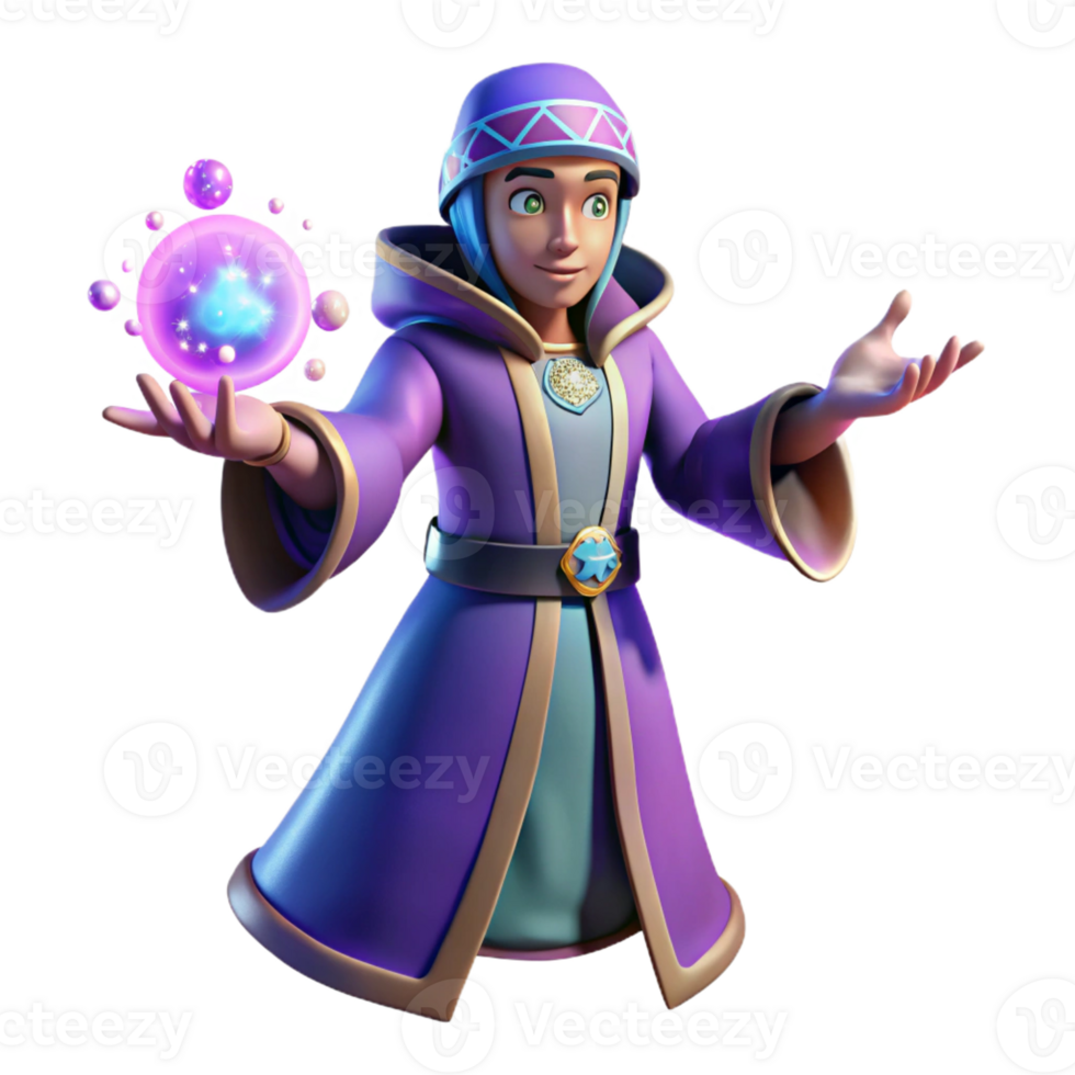 magnificent contemporary Young Wizard 3D Render original png