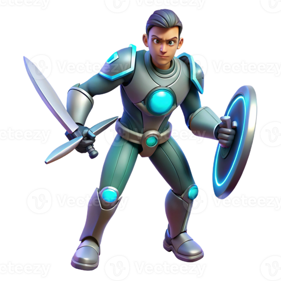 extraordinary traditional 3D Render Futuristic Knight Illustration high resolution png