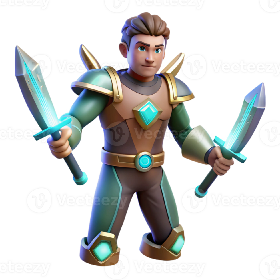 wonderful minimalist 3D Render of a Young Knight detailed png