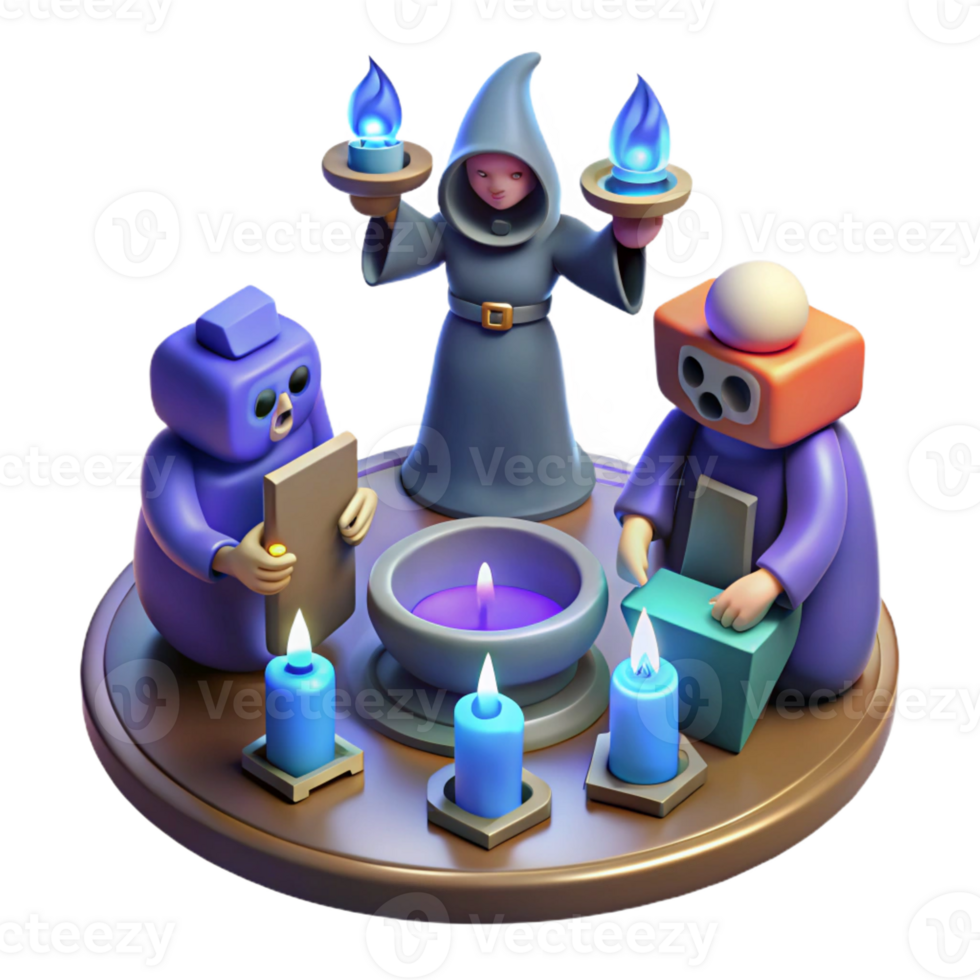 elegant traditional 3D Render Mysterious Ritual Scene premium png